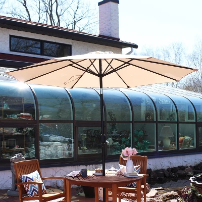 Sunnydaze Decor Sunnydaze Outdoor Aluminum Patio Table Umbrella With Polyester Canopy And Push Button Tilt And Crank - 9' 1 Sunnydaze Decor Sunnydaze Outdoor Aluminum Patio Table Umbrella With Polyester Canopy And Push Button Tilt And Crank - 9'