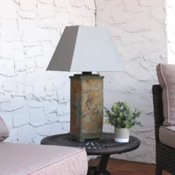 Sunnydaze Decor Sunnydaze Contemporary Natural Slate And Fabric Cream Shade Indoor/Outdoor Weather-Resistant Table Lamp 16 Sunnydaze Decor Sunnydaze Contemporary Natural Slate And Fabric Cream Shade Indoor/Outdoor Weather-Resistant Table Lamp -Sunnydaze Decor GUEST f156bed4 28c4 4c60 bb11 fd5d93d433b9