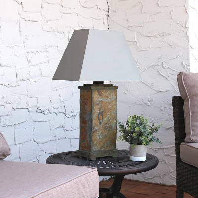 Sunnydaze Decor Sunnydaze Contemporary Natural Slate And Fabric Cream Shade Indoor/Outdoor Weather-Resistant Table Lamp 8 Sunnydaze Decor Sunnydaze Contemporary Natural Slate And Fabric Cream Shade Indoor/Outdoor Weather-Resistant Table Lamp - Image 8
