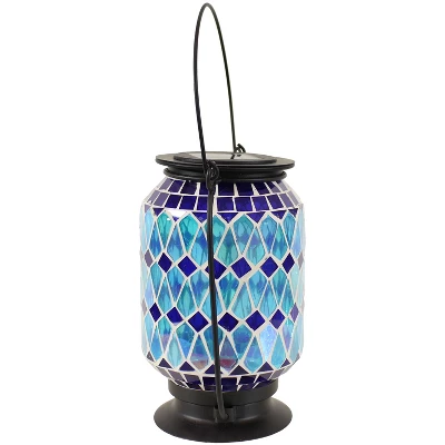Sunnydaze Decor Sunnydaze Solar LED Outdoor Cool Blue Mosaic Lantern - 8.5" 8 Sunnydaze Decor Sunnydaze Solar LED Outdoor Cool Blue Mosaic Lantern - 8.5" - Image 8