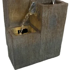 Sunnydaze Decor Sunnydaze Indoor Home Office Polyresin Faux Wooden Tiered Columns Tabletop Fountain With LED Lights - 13" -Sunnydaze Decor GUEST f2de5e76 66ea 4142 9855 7df713cc7b8a