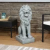 Sunnydaze Decor Sunnydaze Outdoor Concrete Noble Beast Sitting Lion Patio Lawn And Garden Decorative Sculpture - 30"