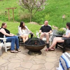 Sunnydaze Decor Sunnydaze Outdoor Camping Or Backyard Large Fire Pit Bowl With Spark Screen, Log Poker, And Metal Wood Grate - 30" - Bronze -Sunnydaze Decor GUEST f6097919 4c64 49af 9bef 09365335a5c9