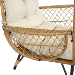 Sunnydaze Decor Sunnydaze Shaded Comfort Wicker Outdoor Egg Chair With Legs - 56.5" H -Sunnydaze Decor GUEST f82a310b 0f3e 4b43 a742 bde4011604e3