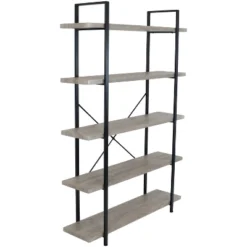 Sunnydaze Decor Sunnydaze 5 Shelf Industrial Style Freestanding Etagere Bookshelf With Wood Veneer Shelves -Sunnydaze Decor GUEST fa2a4661 868d 4fb8 aa2d 488786e38dd2