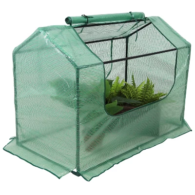 Sunnydaze Decor Sunnydaze Mini Greenhouse With 2 Zippered Side Doors - Green 7 Sunnydaze Decor Sunnydaze Mini Greenhouse With 2 Zippered Side Doors - Green - Image 7
