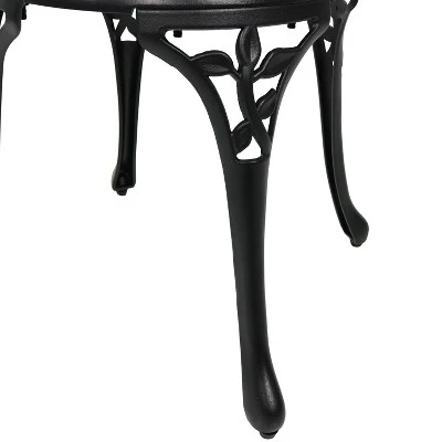 Sunnydaze Decor Sunnydaze Floral Design Cast Aluminum Outdoor Patio Bistro Set, Black, 3pc 4 Sunnydaze Decor Sunnydaze Floral Design Cast Aluminum Outdoor Patio Bistro Set, Black, 3pc - Image 4