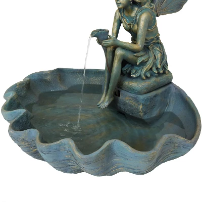 Sunnydaze Decor Sunnydaze 30"H Electric Fiberglass Fairy Shell Outdoor Water Fountain 3 Sunnydaze Decor Sunnydaze 30"H Electric Fiberglass Fairy Shell Outdoor Water Fountain - Image 3