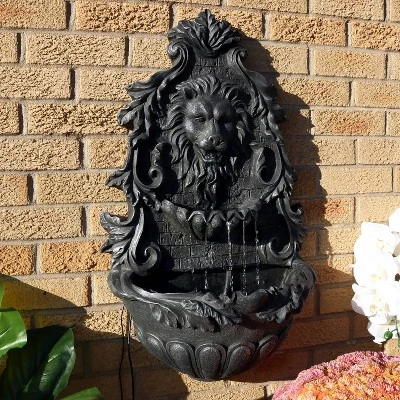 Sunnydaze Decor Sunnydaze 30"H Solar-Powered With Battery Pack Polyresin Stoic Courage Lion Head Outdoor Wall-Mount Fountain 1 Sunnydaze Decor Sunnydaze 30"H Solar-Powered With Battery Pack Polyresin Stoic Courage Lion Head Outdoor Wall-Mount Fountain
