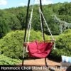 Sunnydaze Decor Sunnydaze Audrey Olefin Fabric Outdoor Hammock Chair Swing With Bamboo Wood Armrest And Cushion - 260 Lb Weight Capacity - Red